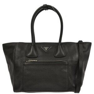 Prada Black Leather 2way Tote Handbag 58/R/173